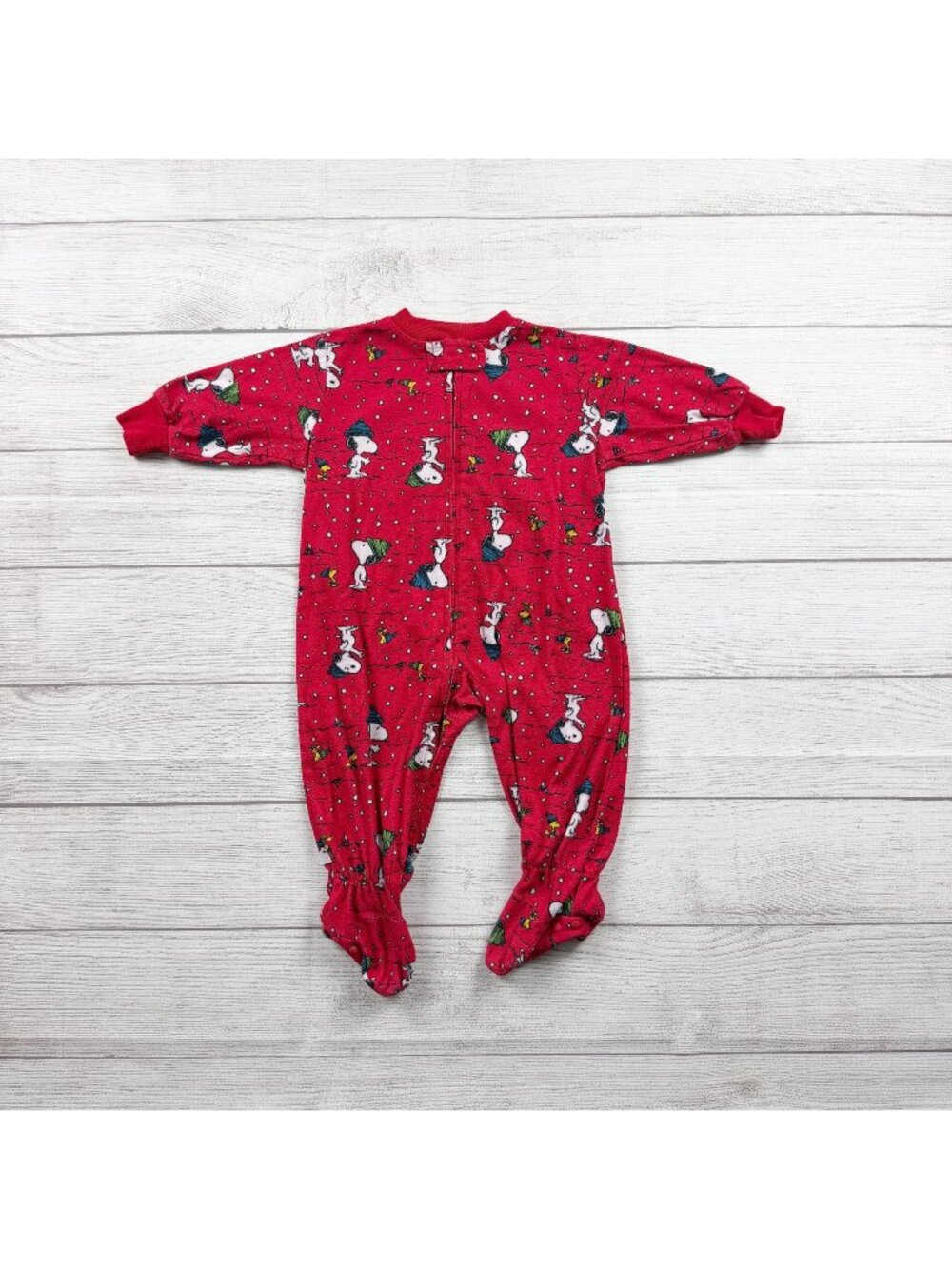 Peanuts Baby Christmas Footed Pajamas Holiday Snoopy Dogs 3-6 Months